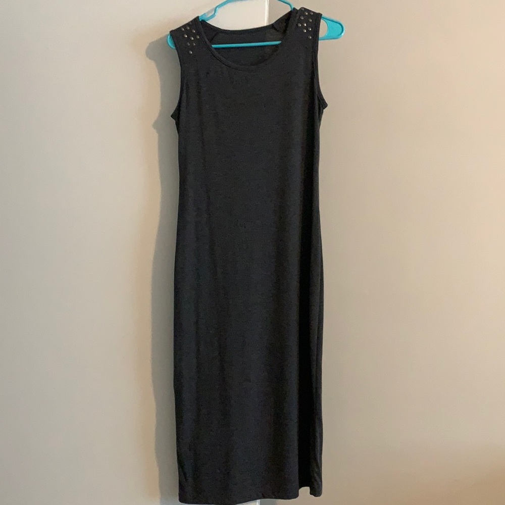 Grey Dress with studs in shoulders